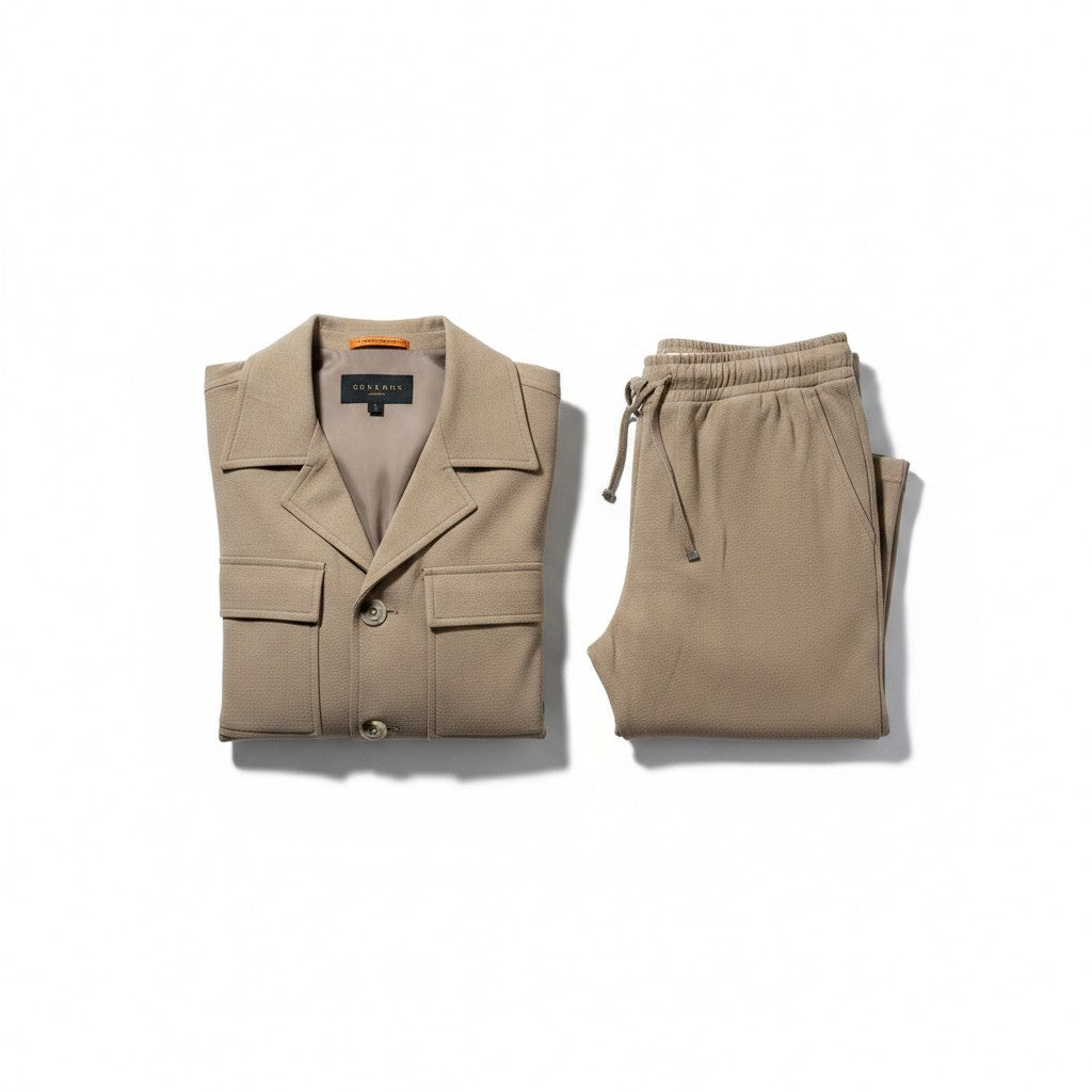 Pants/Jacket Set Co-Ord W/Pockets in Camel