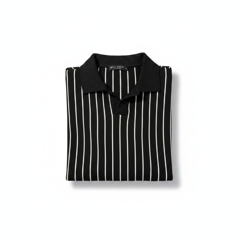 Polo in Black/White Stripes