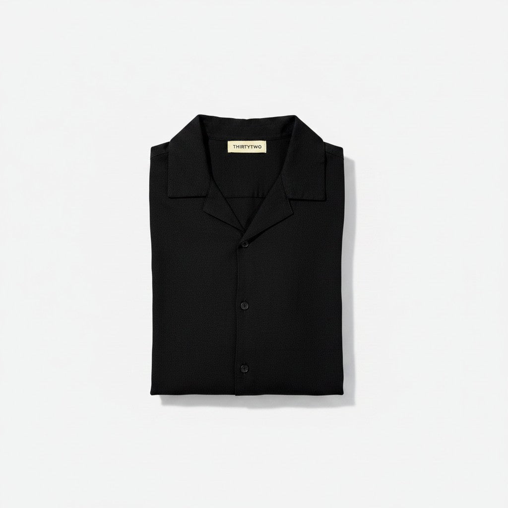 Half Sleeve Shirt Linen in Black