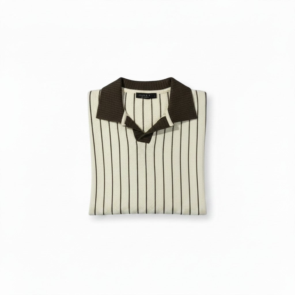 Polo in Beige/Brown Stripes