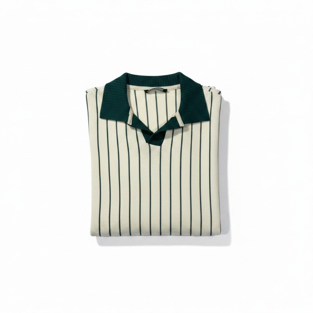 Polo in Beige/Green Stripes