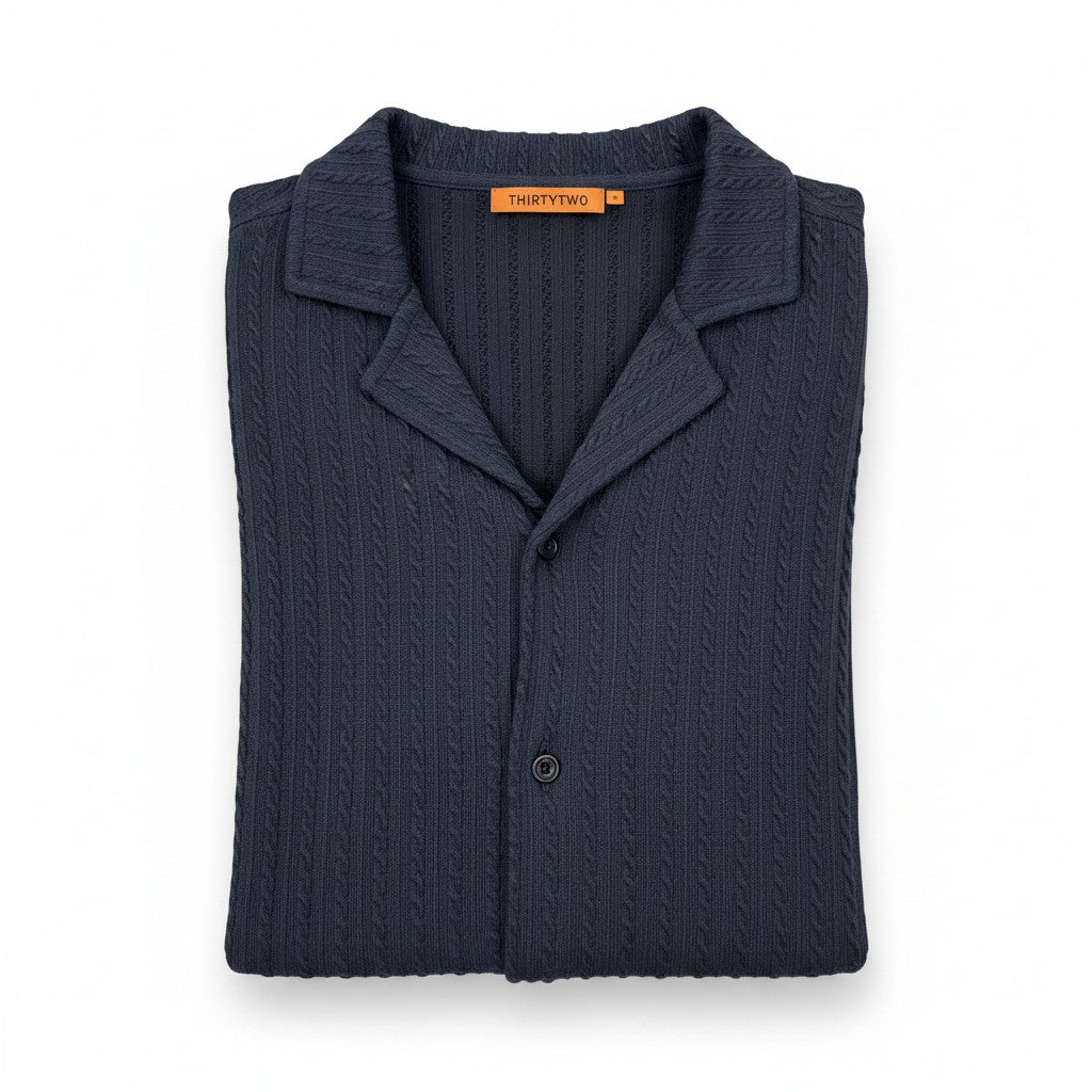 Half Sleeve Shirt Ribbed in Navy