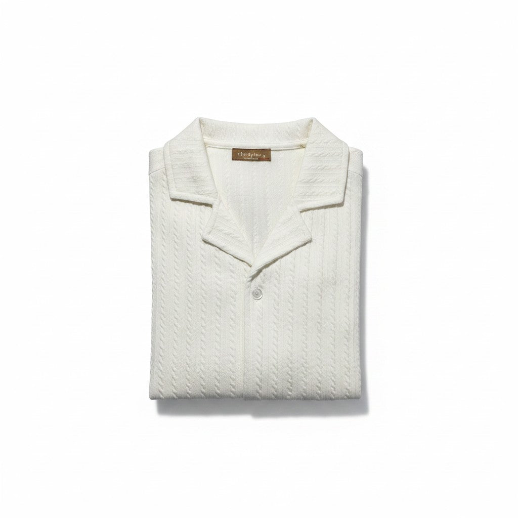 Half Sleeve Shirt Ribbed in White