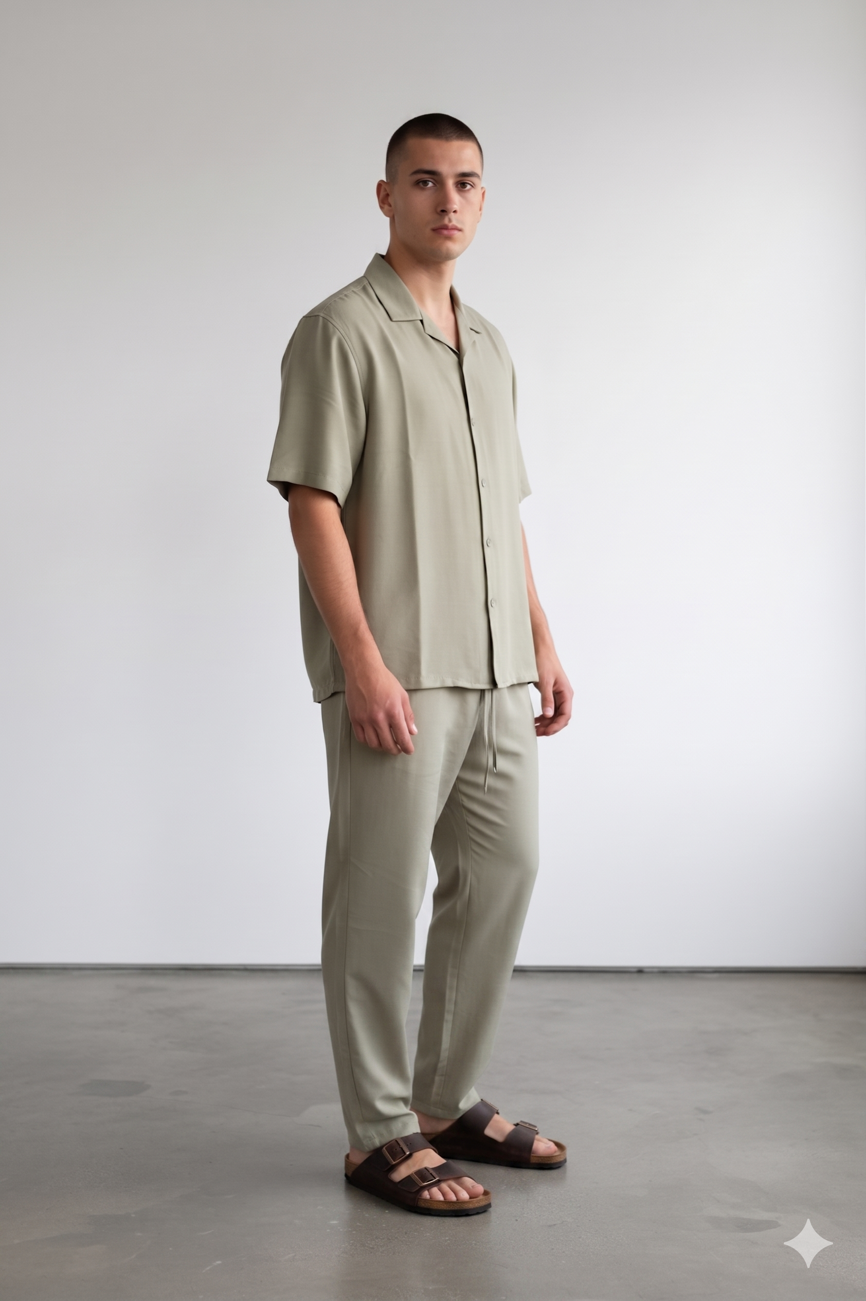 Co-Ord Pants/ Half Sleeve Shirt Soft in Olive Green