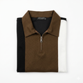 Polo in Brown Stripe Zipper