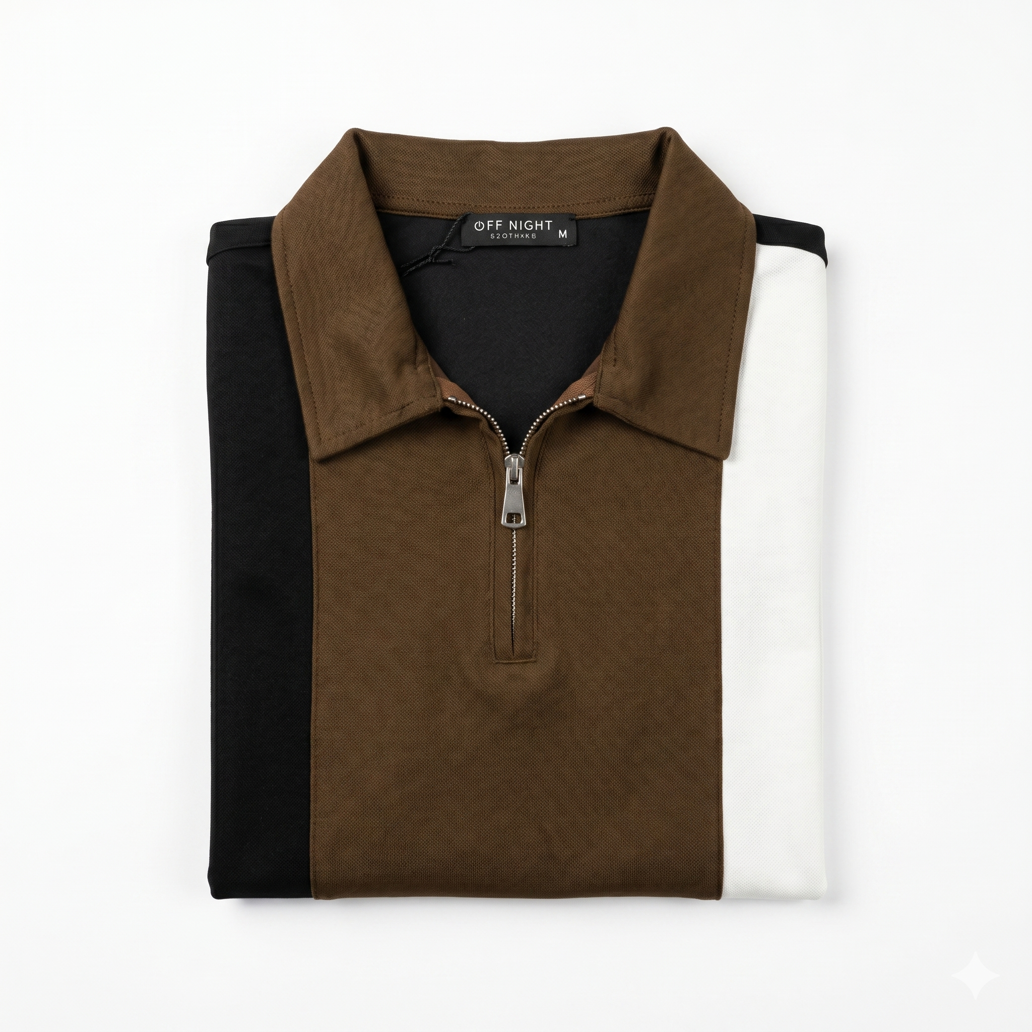 Polo in Brown Stripe Zipper