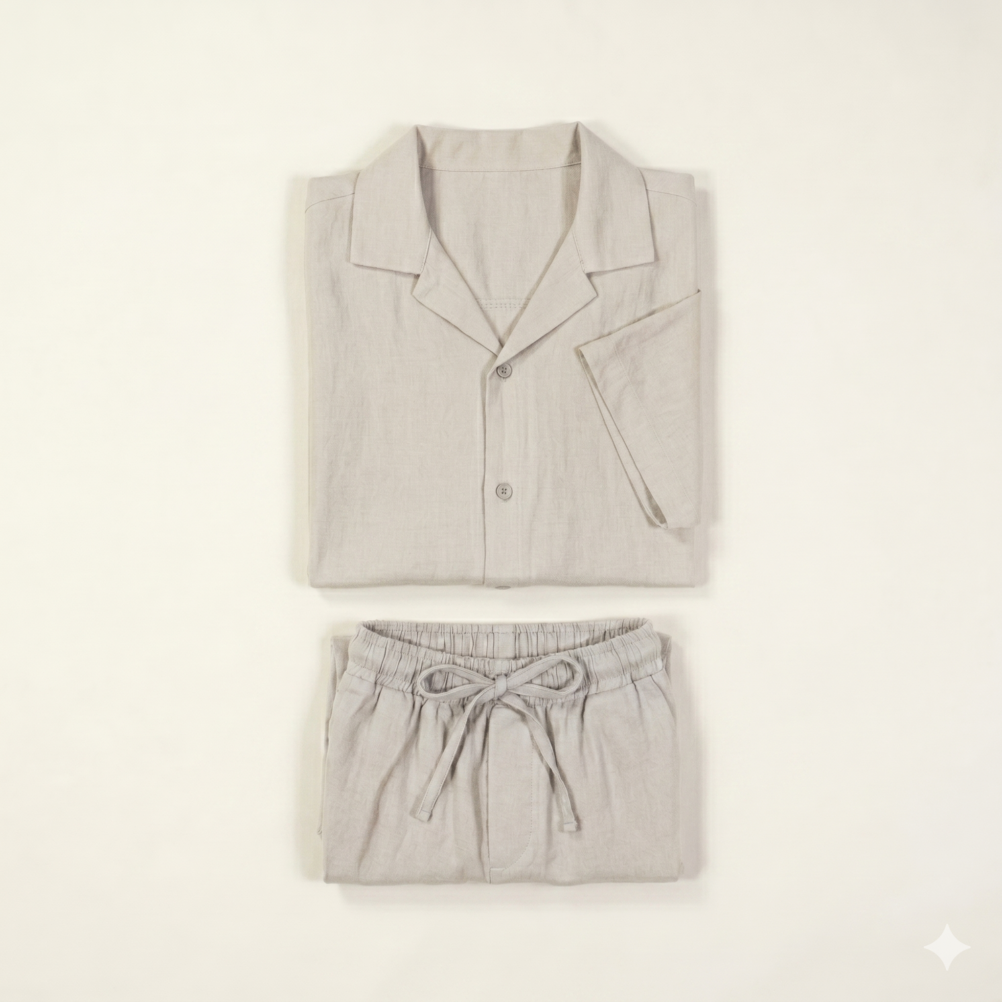 Co-Ord Short/Half Sleeve Shirt Linen in Beige