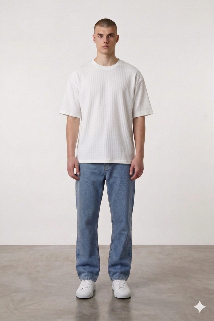 Tshirt Oversize Ribbed in White