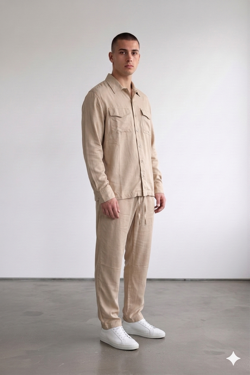 Pants/ Long Sleeve Shirt Soft in Beige