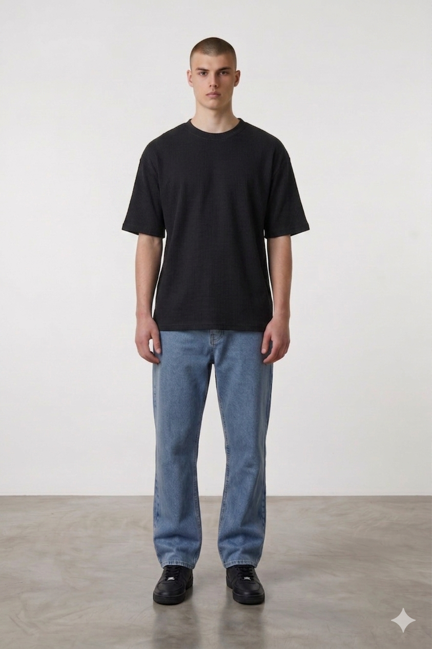 Tshirt Oversize Ribbed in Black