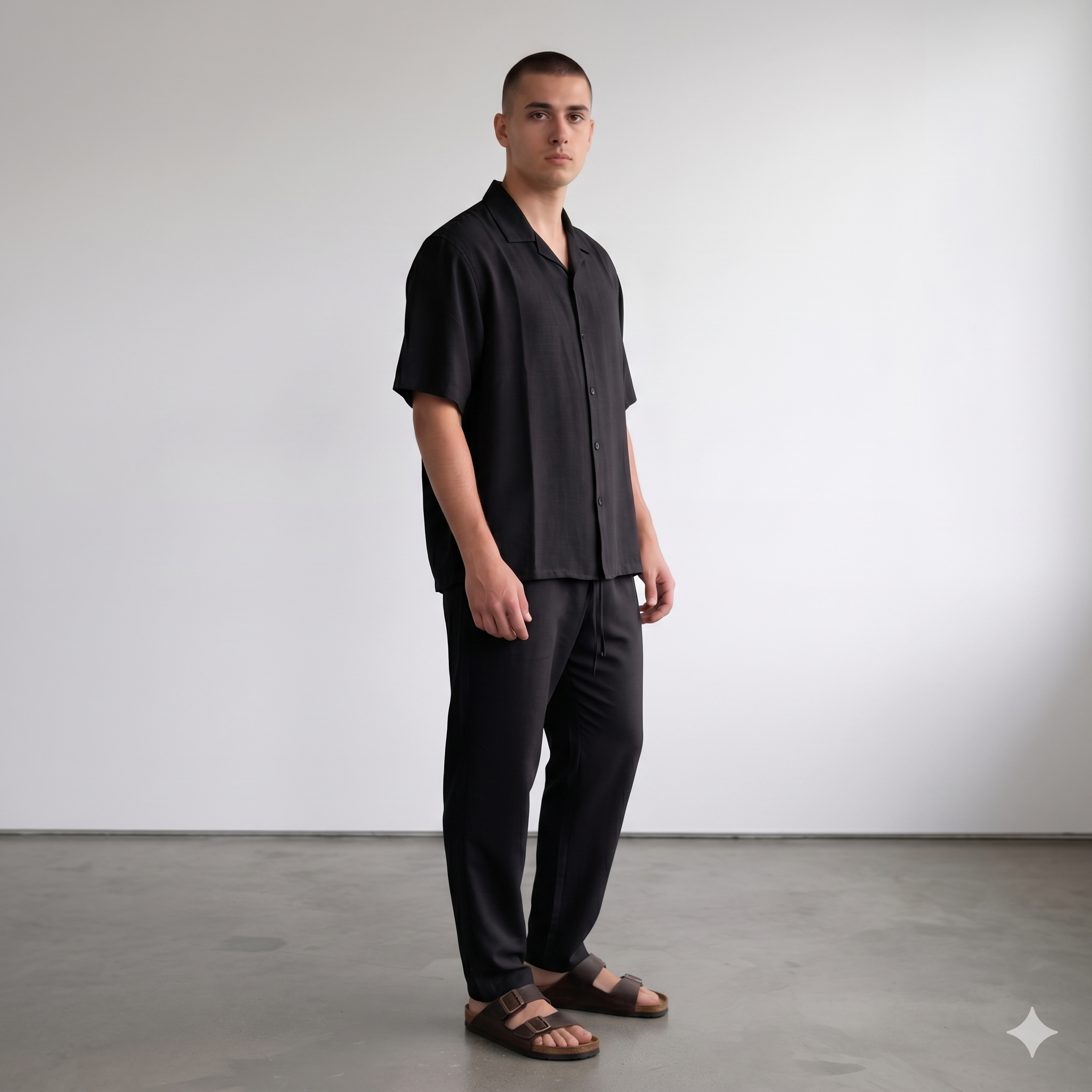 Co-Ord Pants/ Half Sleeve Shirt Soft in Black
