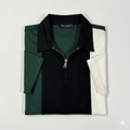 Polo in Navy Stripe Zipper