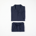 Co-Ord Short/Half Sleeve Shirt Linen in Navy