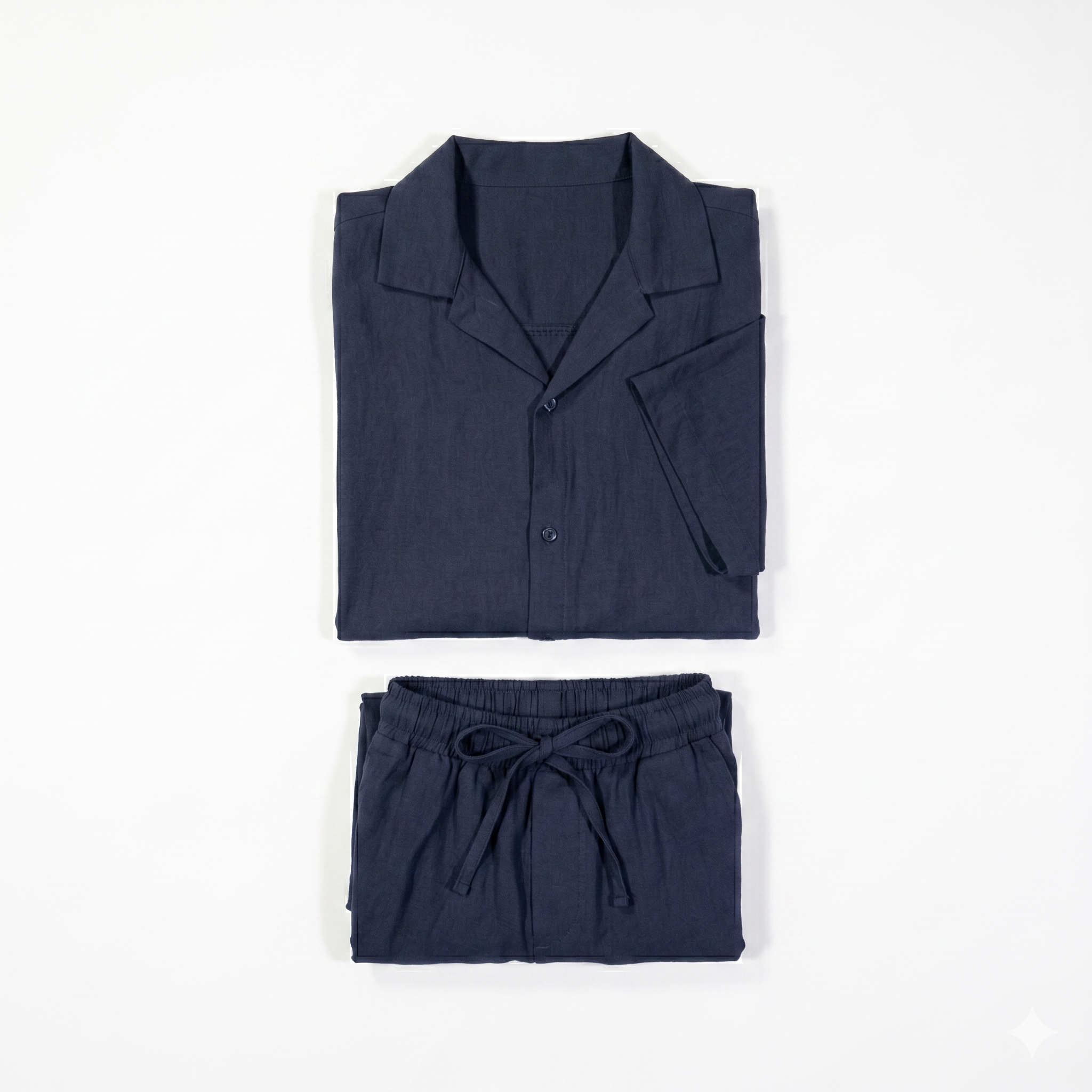 Co-Ord Short/Half Sleeve Shirt Linen in Navy