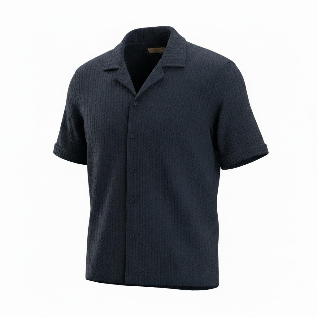 Half Sleeve Shirt Ribbed in Navy