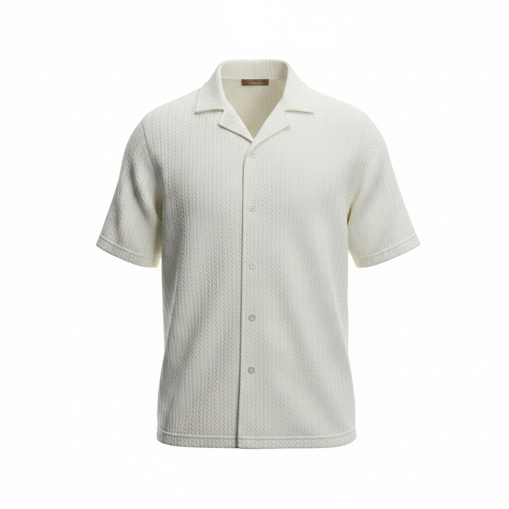 Half Sleeve Shirt Ribbed in White