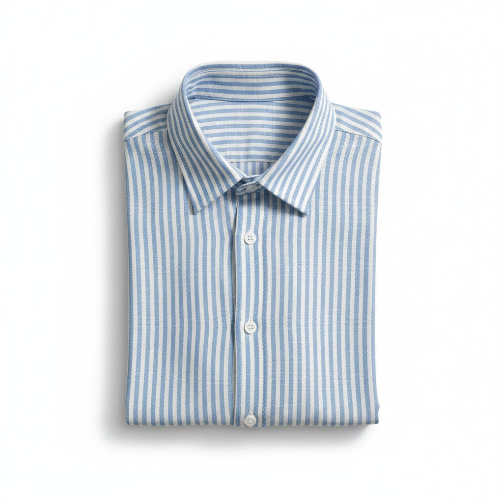 Striped Long Shirt in Blue/White