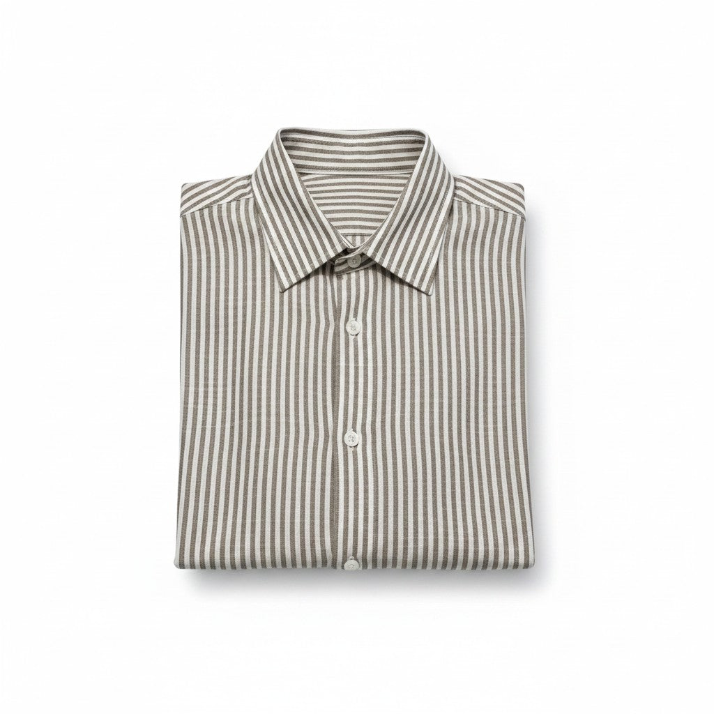 Striped Long Shirt in Brown/White
