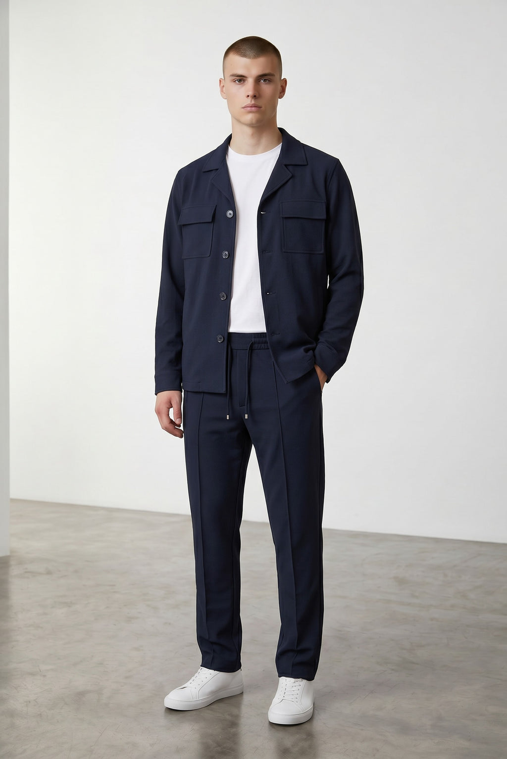 Pants/Jacket Set Co-Ord W/Pockets in Navy Blue