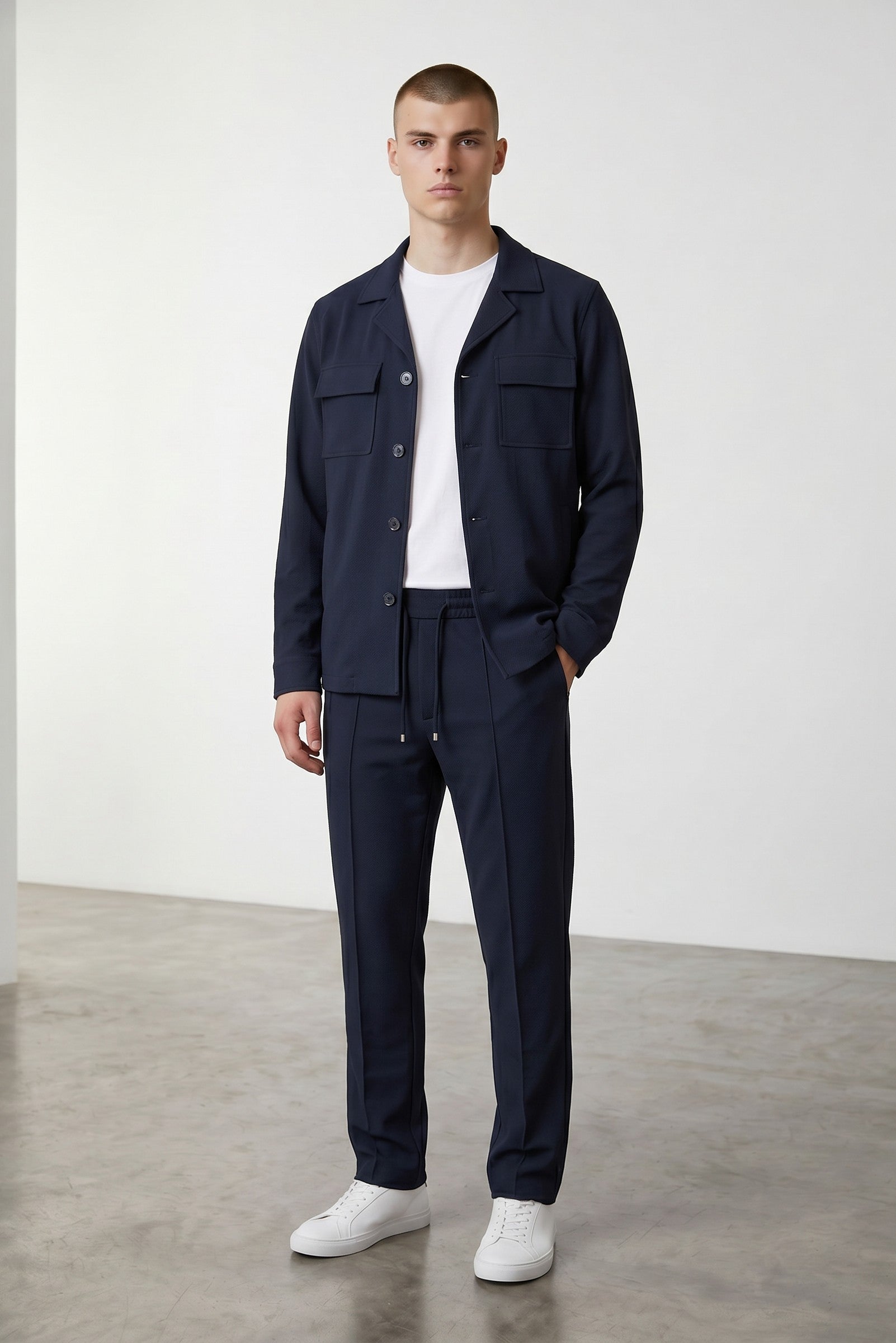 Pants/Jacket Set Co-Ord W/Pockets in Navy Blue