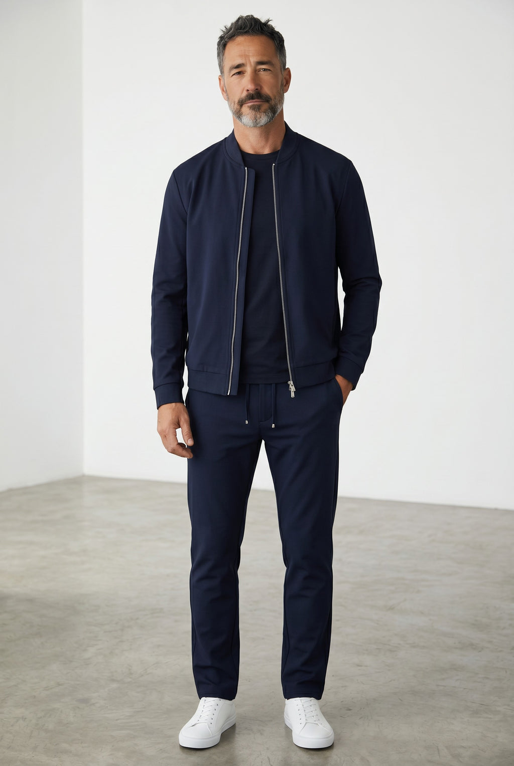 Pants/Jacket Set Co-Ord in Navy Blue