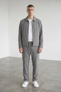 Pants/Jacket Set Co-Ord Zipper Striped in Light Grey