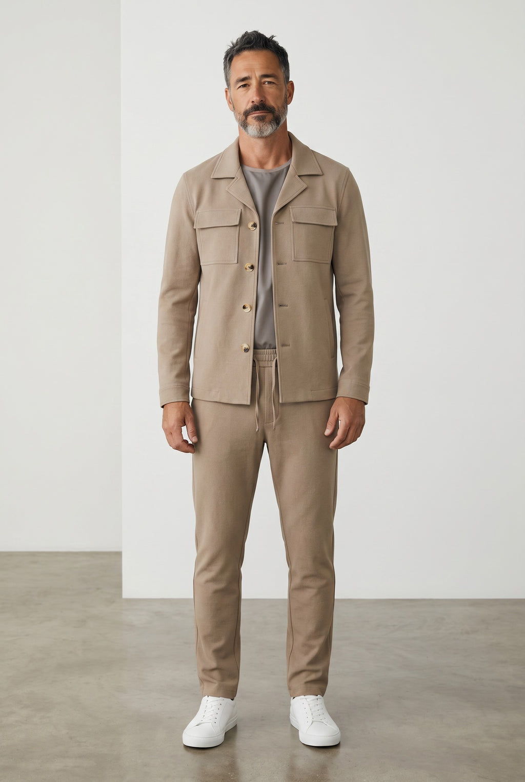 Pants/Jacket Set Co-Ord W/Pockets in Camel