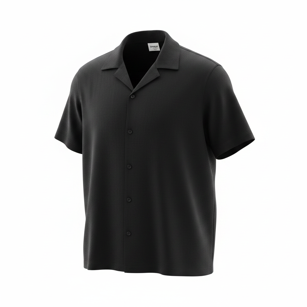 Half Sleeve Shirt Linen in Black